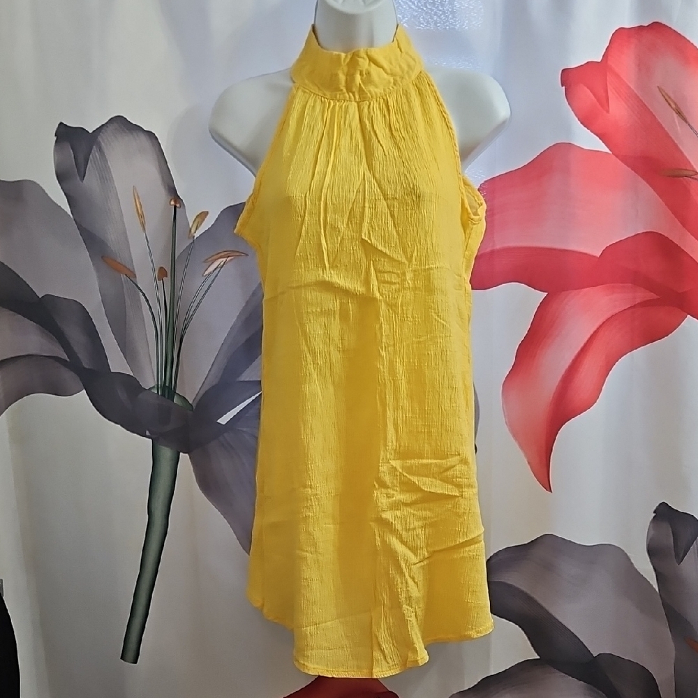 Yellow Halter TurtleNeck Dress